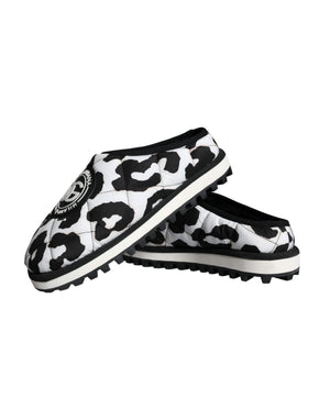 Schwarz Weiß Gesteppte Logo Sandalen Rutschen Schuhe