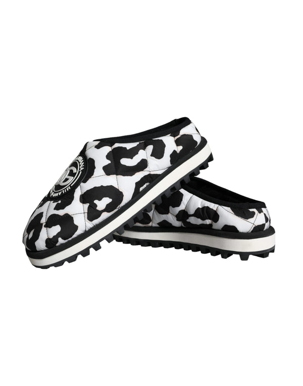 Schwarz Weiß Gesteppte Logo Sandalen Rutschen Schuhe
