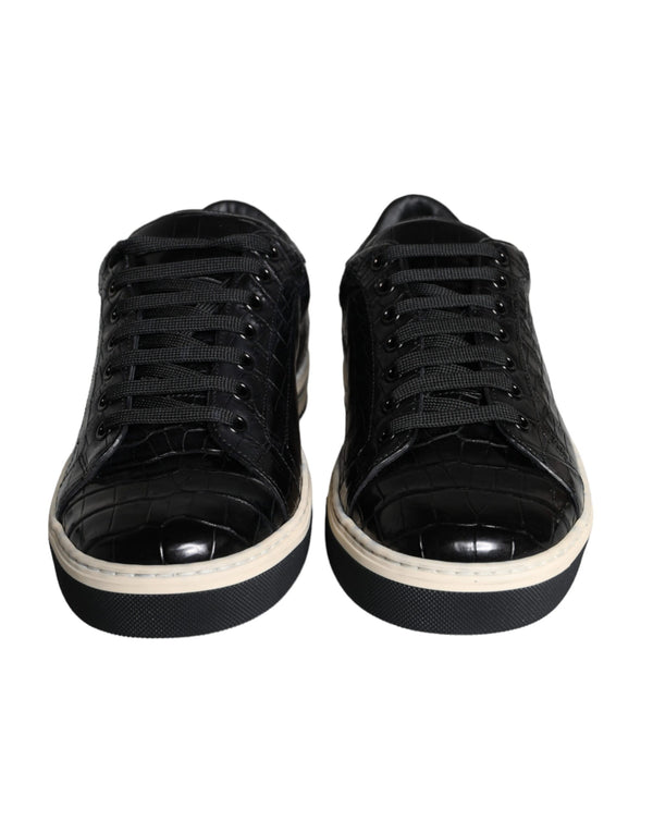 Schwarz Leder Männer Low Top Turnschuhe Schuhe