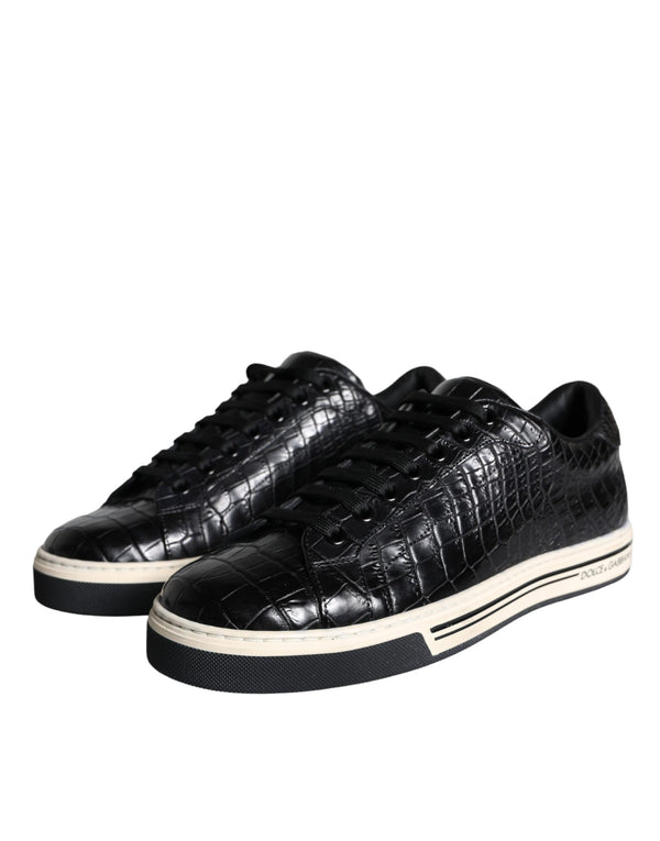 Schwarz Leder Männer Low Top Turnschuhe Schuhe