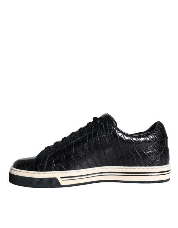 Schwarz Leder Männer Low Top Turnschuhe Schuhe