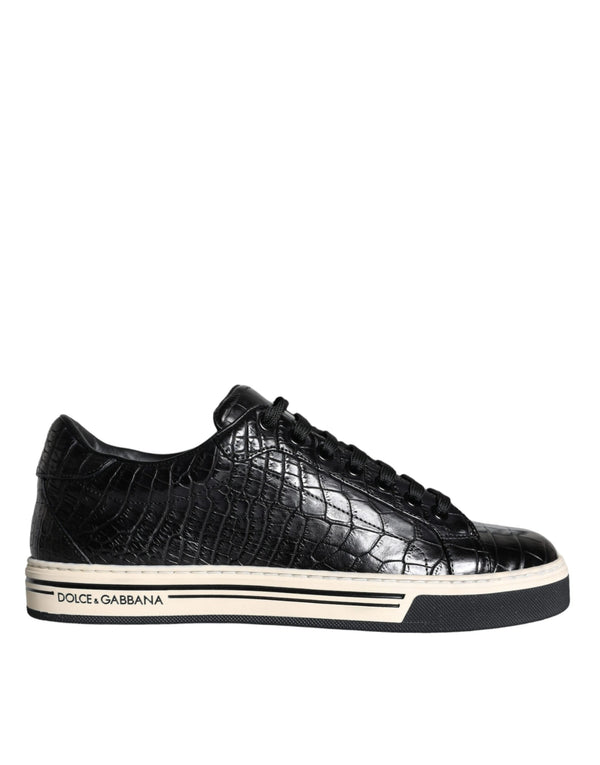 Schwarz Leder Männer Low Top Turnschuhe Schuhe