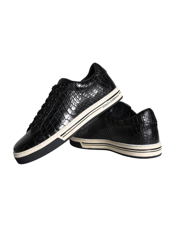 Schwarz Leder Männer Low Top Turnschuhe Schuhe
