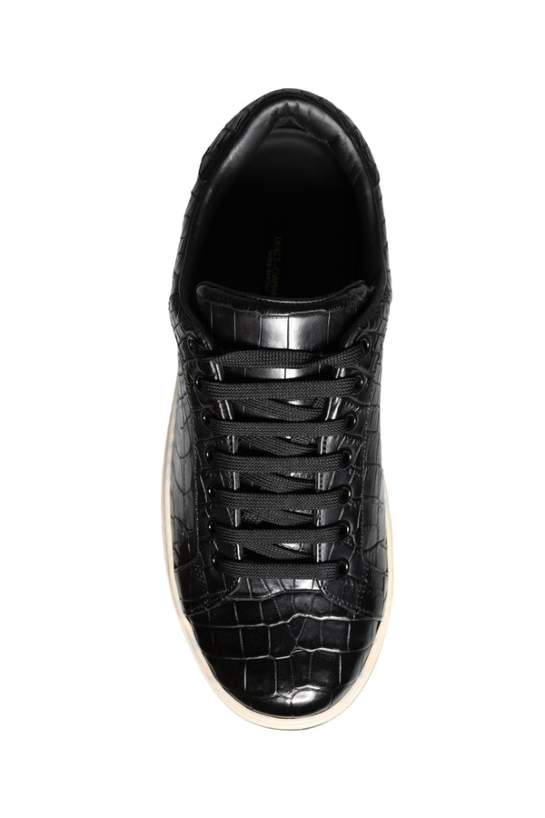 Schwarz Leder Männer Low Top Turnschuhe Schuhe
