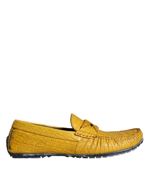 Gelbe Leder Slip Mocassin Loafers Schuhe