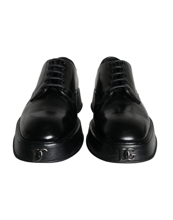 Schwarze Kalbsleder Derby-Schuhe für formelle Anlässe