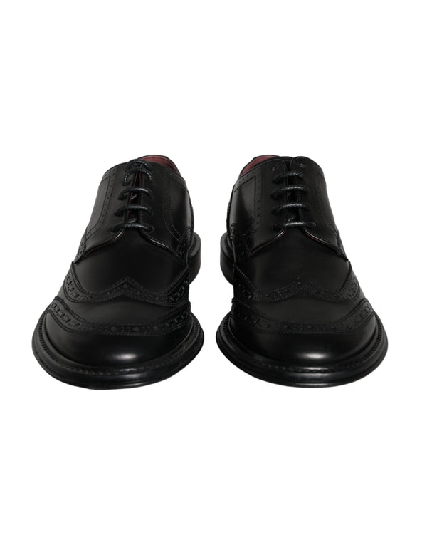 Schwarzes Leder Oxford Wingtip Formale Männer Schuhe