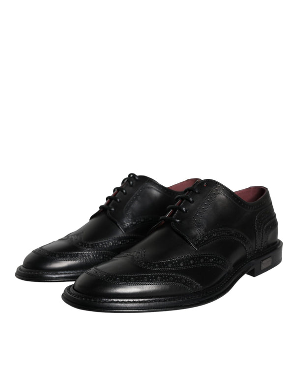 Schwarzes Leder Oxford Wingtip Formale Männer Schuhe