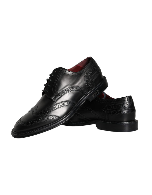 Schwarzes Leder Oxford Wingtip Formale Männer Schuhe