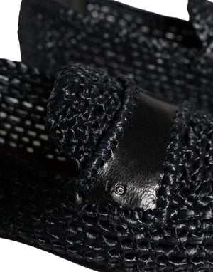 Schwarz gewebt Raffia Slip On Loafers Männer Schuhe