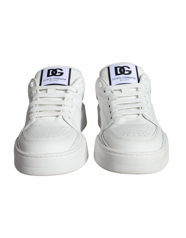 Weiß Miami Leder Low Top Turnschuhe Schuhe