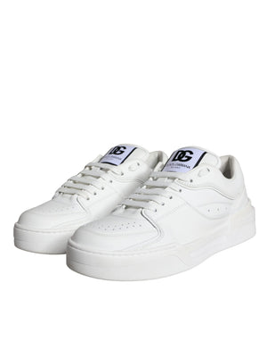 Weiß Miami Leder Low Top Turnschuhe Schuhe