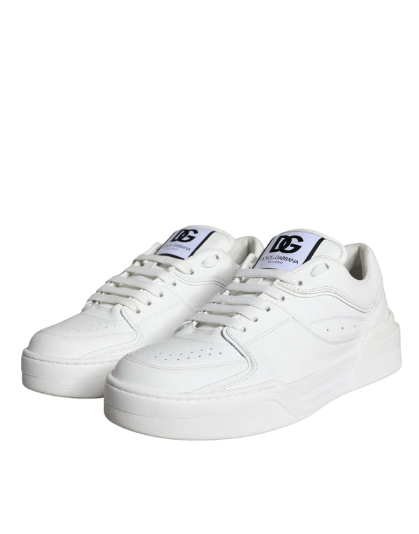 Weiß Miami Leder Low Top Turnschuhe Schuhe