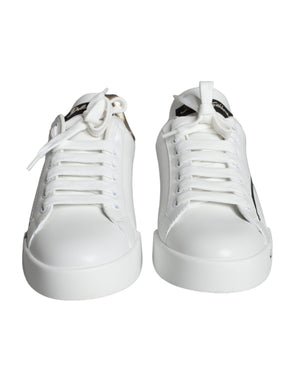 Weiß Gold Portofino Low Top Leder Turnschuhe Schuhe
