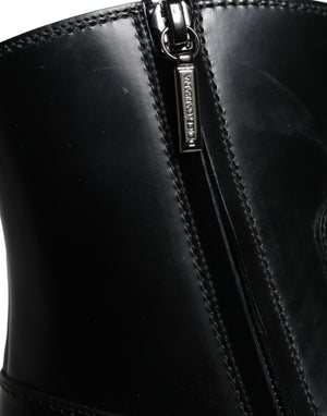 Schwarze Leder Stiefeletten Booties Schuhe