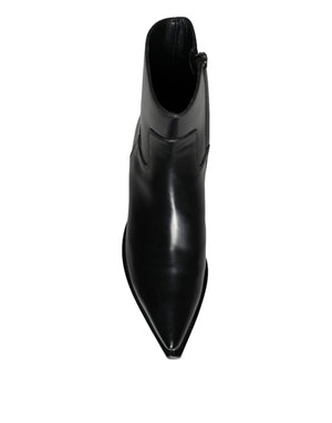 Schwarze Leder Stiefeletten Booties Schuhe
