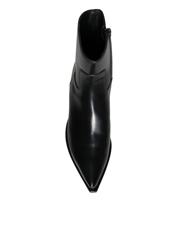 Schwarze Leder Stiefeletten Booties Schuhe