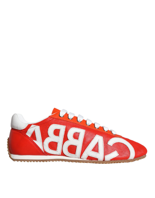 Rot Weiß Leder Logo Casual Turnschuhe Schuhe