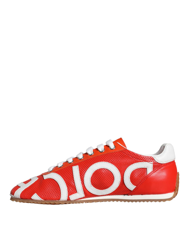 Rot Weiß Leder Logo Casual Turnschuhe Schuhe