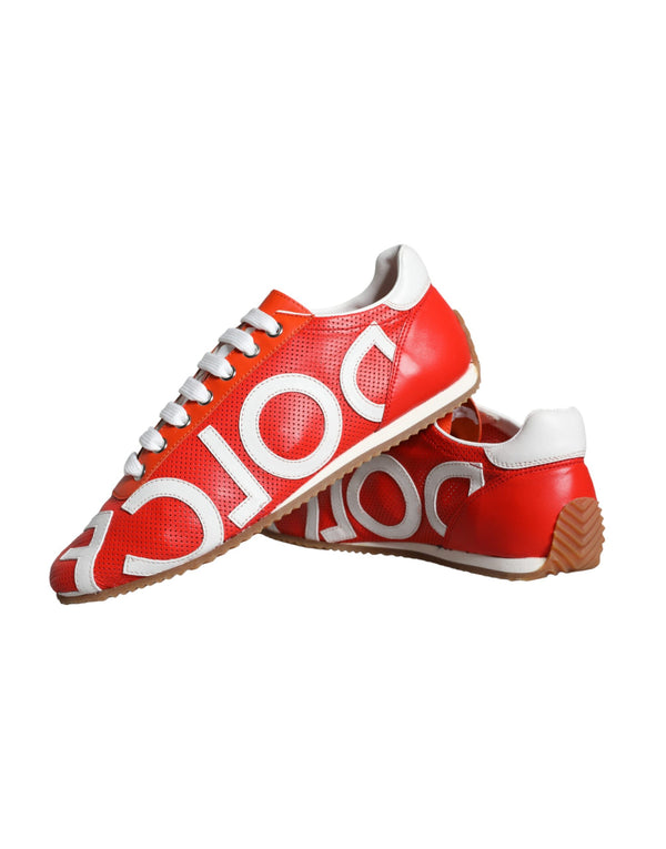 Rot Weiß Leder Logo Casual Turnschuhe Schuhe