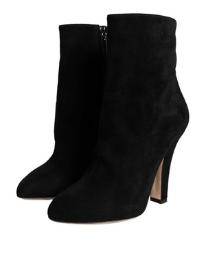 Schwarze Wildleder Mid Calf Stiefel Schuhe