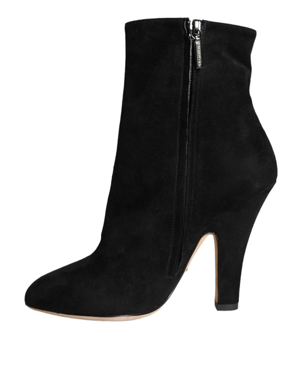 Schwarze Wildleder Mid Calf Stiefel Schuhe