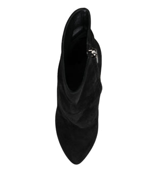 Schwarze Wildleder Mid Calf Stiefel Schuhe