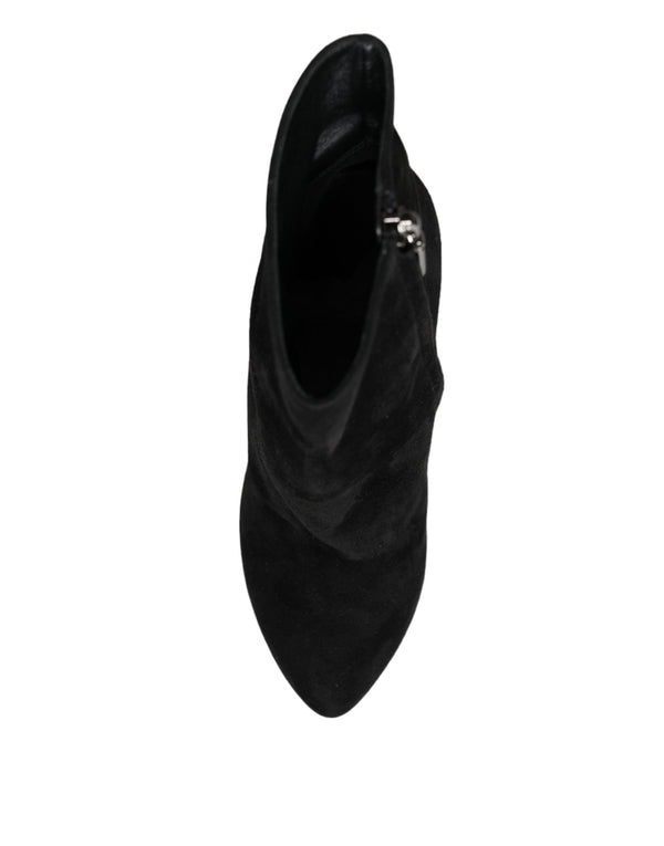Schwarze Wildleder Mid Calf Stiefel Schuhe