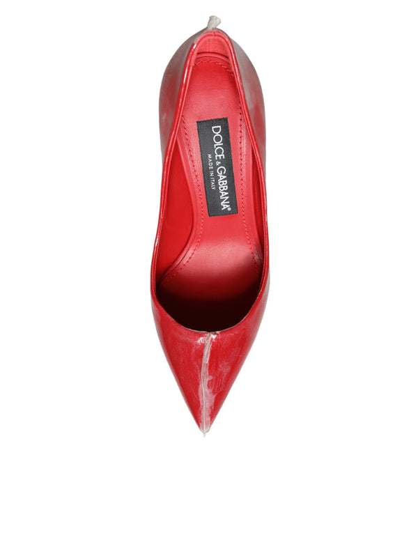 Rote Lackleder Faux Pearl Heels Pumps Schuhe