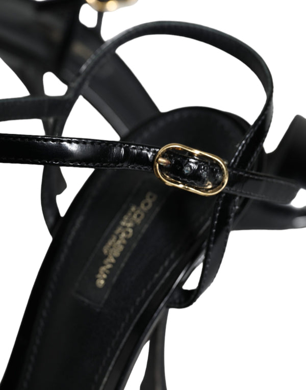 Schwarz KEIRA Leder Heels Sandalen Schuhe