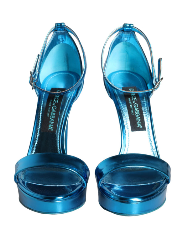 Metallic Blau Leder Keira Sandalen Schuhe