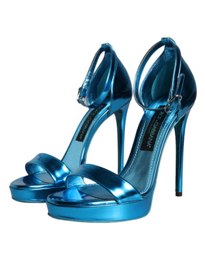 Metallic Blau Leder Keira Sandalen Schuhe