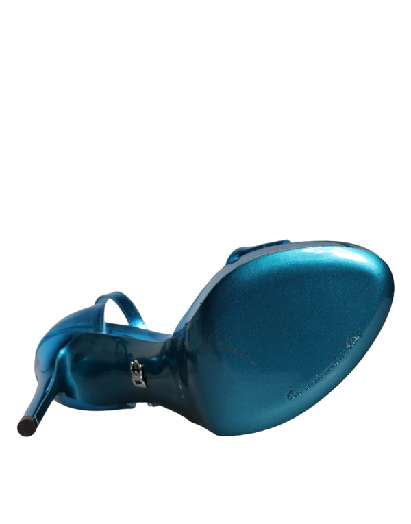 Metallic Blau Leder Keira Sandalen Schuhe