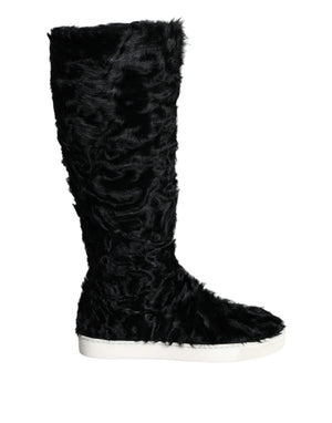 Schwarz Xiangao Lammfell Leder Stiefel Schuhe