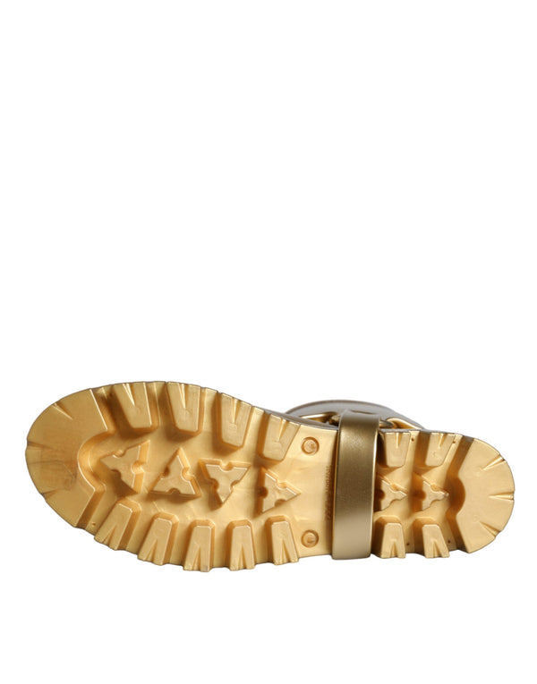 Metallic Gold Gummi PVC Regen Stiefel Schuhe