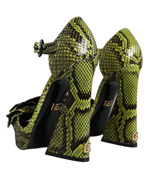 Grünes Exotisches Leder Knöchelriemchen Heels Sandalen Schuhe