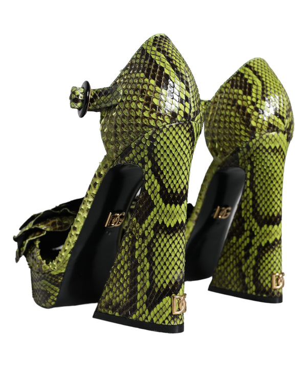 Grünes Exotisches Leder Knöchelriemchen Heels Sandalen Schuhe