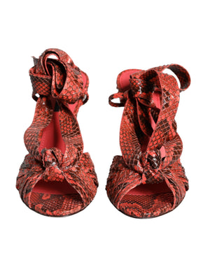 Koralle Exotische Leder Absätze Sandalen Schuhe
