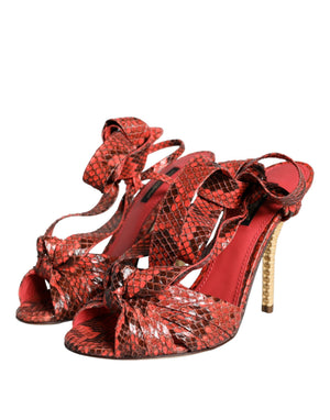 Koralle Exotische Leder Absätze Sandalen Schuhe
