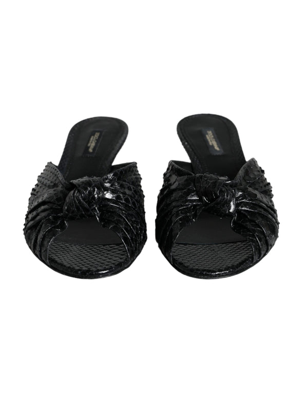 Schwarz Leder Absätze Sandalen Schuhe
