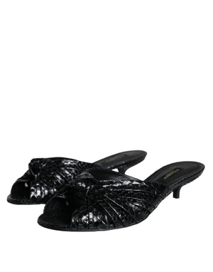 Schwarz Leder Absätze Sandalen Schuhe