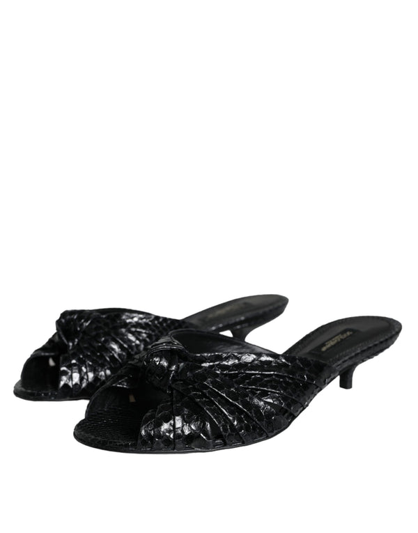 Schwarz Leder Absätze Sandalen Schuhe
