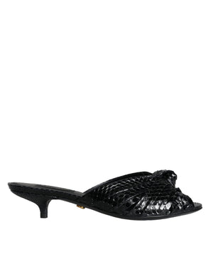 Schwarz Leder Absätze Sandalen Schuhe