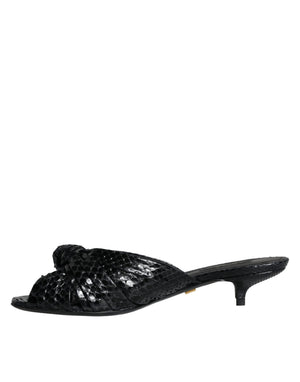 Schwarz Leder Absätze Sandalen Schuhe