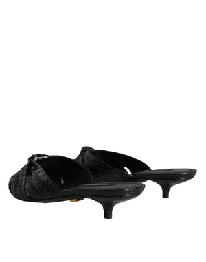 Schwarz Leder Absätze Sandalen Schuhe