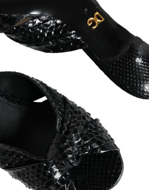 Schwarz Leder Absätze Sandalen Schuhe