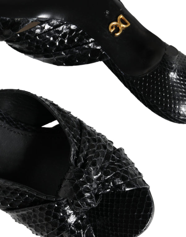 Schwarz Leder Absätze Sandalen Schuhe