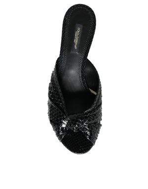 Schwarz Leder Absätze Sandalen Schuhe
