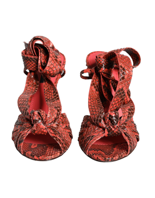 Koralle Exotische Leder Absätze Sandalen Schuhe