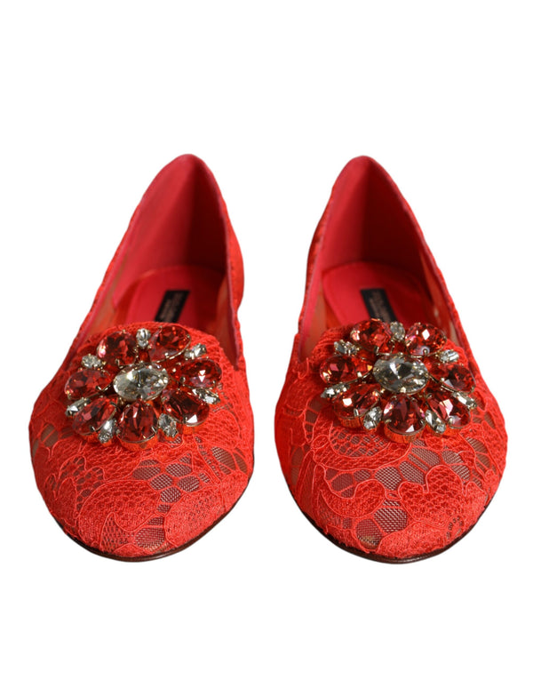 Koralle Spitze Kristall Ballett Flats Loafers Schuhe